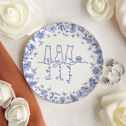 PSD04 Toile De Jouy French Dog Line - Personalized Custom Jewelry Dish