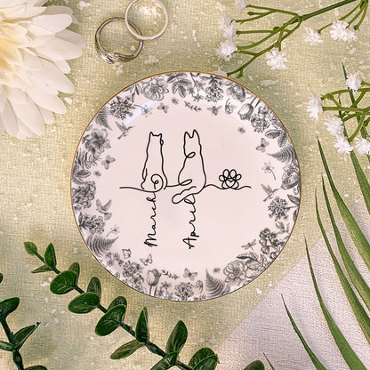 PSD04 Toile De Jouy French Dog Line - Personalized Custom Jewelry Dish