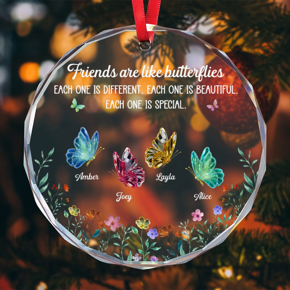 PSTG04 Sisters Are Like Butterflies - Personalized Glass Ornament