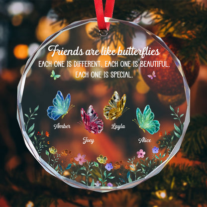 PSTG04 Sisters Are Like Butterflies - Personalized Glass Ornament