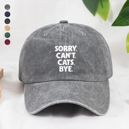 PSC34 Sorry Can't Cats Bye - Wash Denim Cap