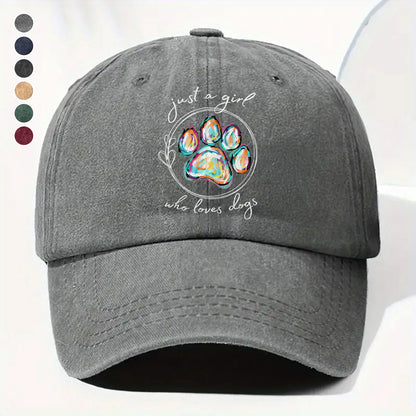 PSC22 Just A Girl Who Loves Dogs - Wash Denim Cap