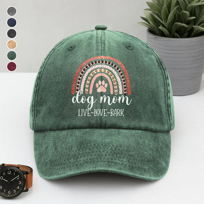 PSC28 Dog Mom Live Love Bark - Wash Denim Cap