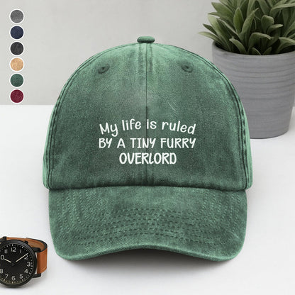 PSC32 My Life Is Ruled By A Tiny Furry Overlord - Wash Denim Cap