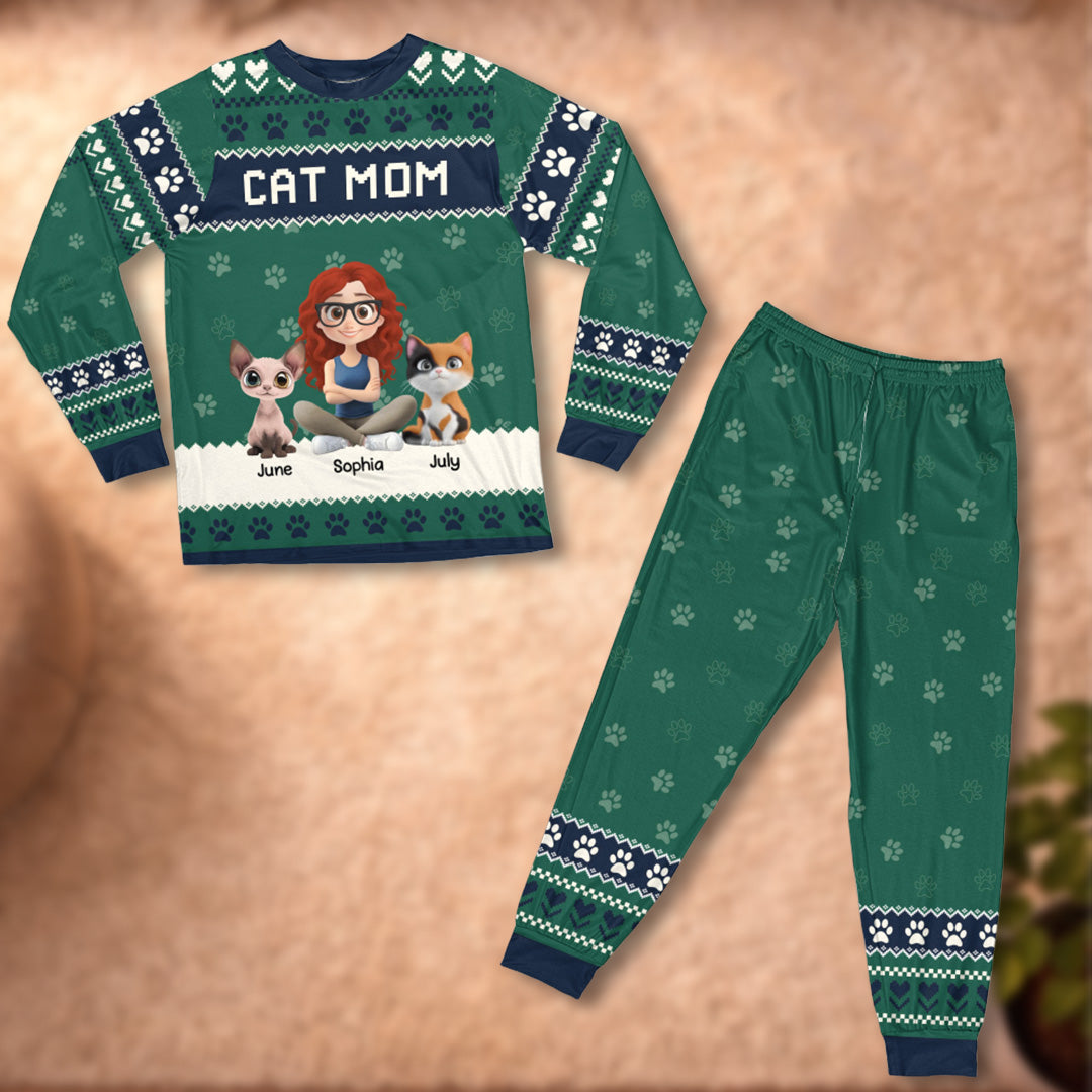 PSTPA06 A Girl And Her Cat A Bond That Can't Be Broken - Personalized Custom Pajama Set