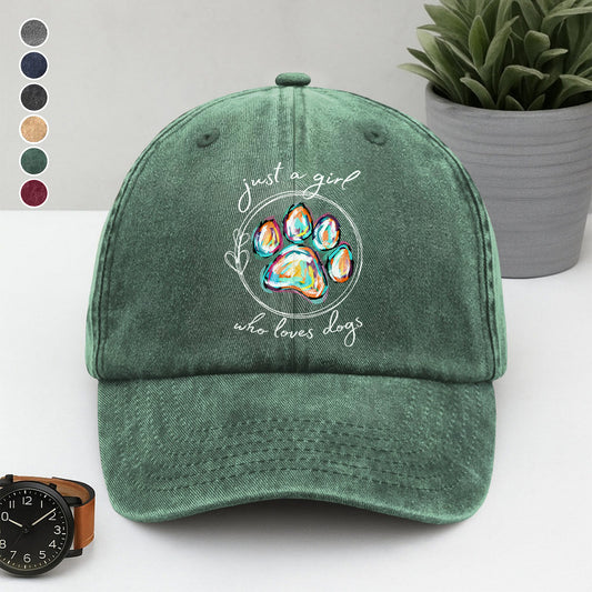 PSC22 Just A Girl Who Loves Dogs - Wash Denim Cap