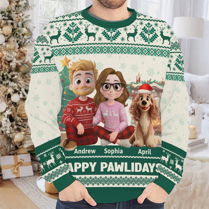 PSTS28 Fur Parents Happy Pawlidays Christmas - Personalized Custom Sweater