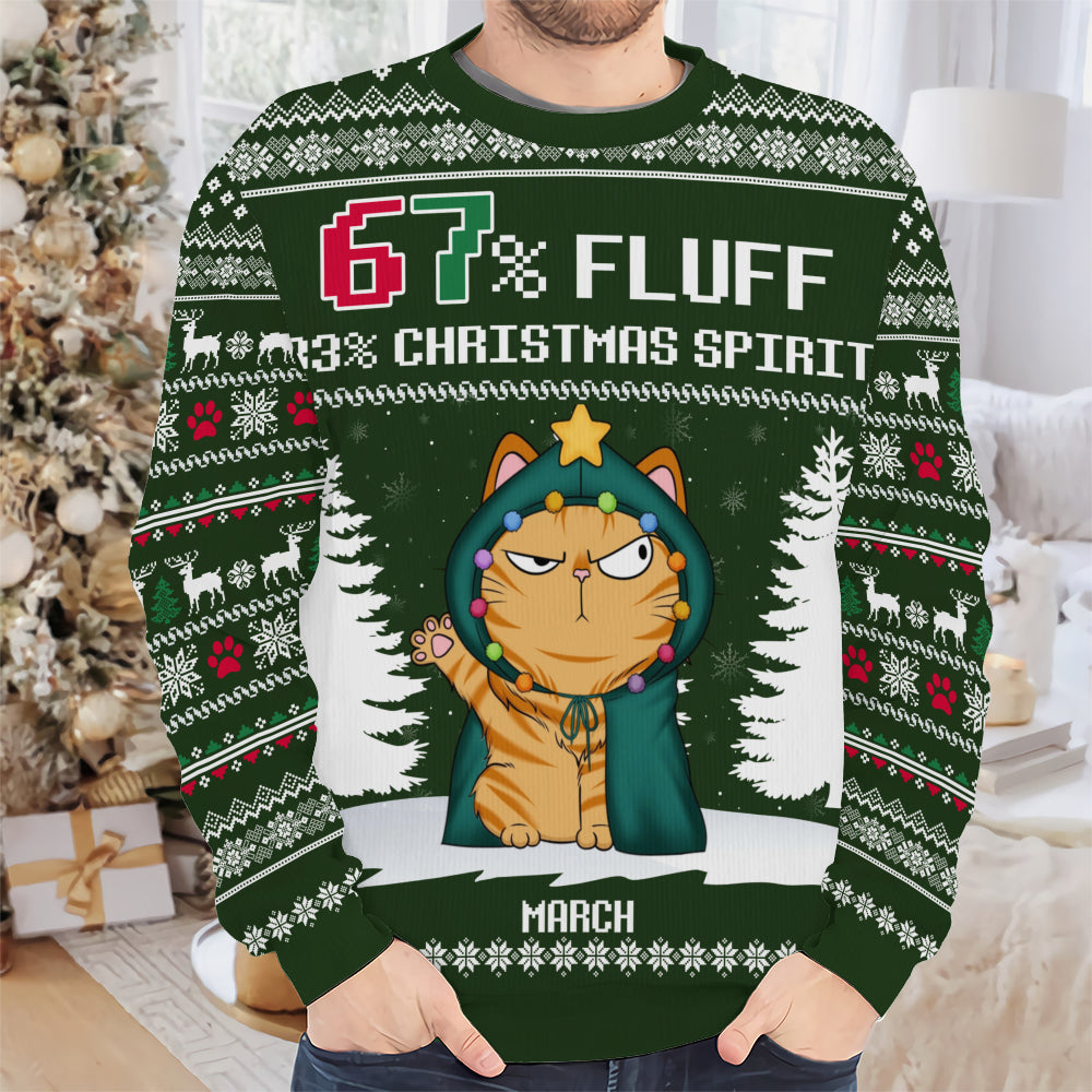 PSTS58 67% Fluff 33% Christmas Spirit Cat Lover - Personalized Custom Sweater