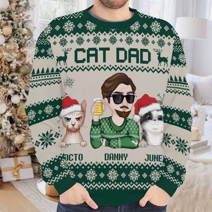 PSTS13 Cat Dad Xmas - Personalized Custom Sweater