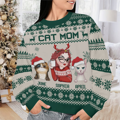 PSTS12 Cat Mom Mum Xmas - Personalized Custom Sweater