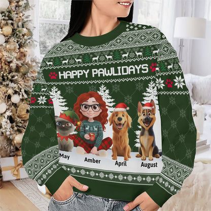 PSTS06 Fur Mom Happy Pawlidays Xmas - Personalized Custom Sweater