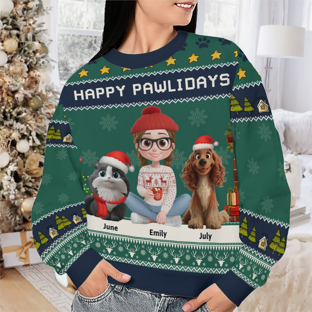 PSTS01 Fur Mom Happy Pawlidays - Personalized Custom Sweater