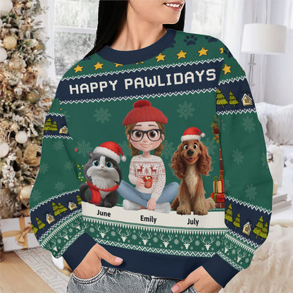 PSTS01 Fur Mom Happy Pawlidays - Personalized Custom Sweater