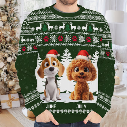 PSTS34 Dog Lover Christmas Pattern - Personalized Custom Sweater