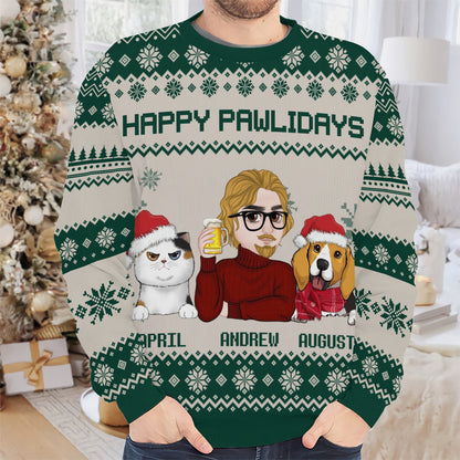 PSTS11 Fur Dad Happy Pawlidays Xmas - Personalized Custom Sweater