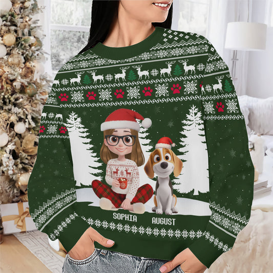 PSTS32 Dog Mom Christmas Pattern - Personalized Custom Sweater