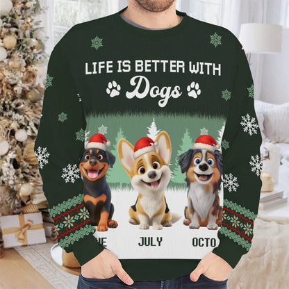 PSTS48 Life Is Better With A Dog Xmas - Personalized Custom Sweater