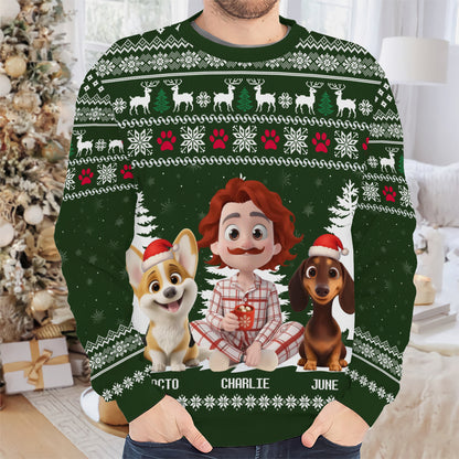 PSTS33 Dog Dad Christmas Pattern - Personalized Custom Sweater