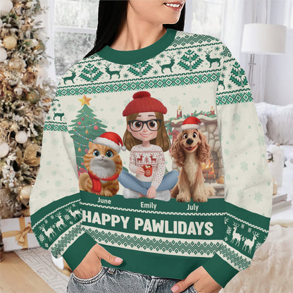 PSTS28 Happy Pawlidays Fur Mom Xmas - Personalized Custom Sweater