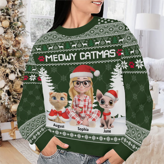 PSTS06 Meowy Catmas Cat Mom Xmas - Personalized Custom Sweater