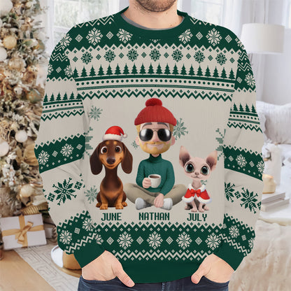PSTS15 Fur Dad Xmas 3D Cartoon Cute - Personalized Custom Sweater