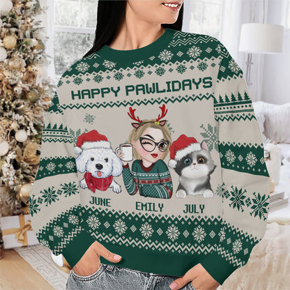 PSTS10 Fur Mom Happy Pawlidays Xmas - Personalized Custom Sweater