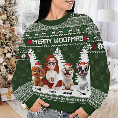 PSTS08 Merry Woofmas Dog Mom Xmas - Personalized Custom Sweater