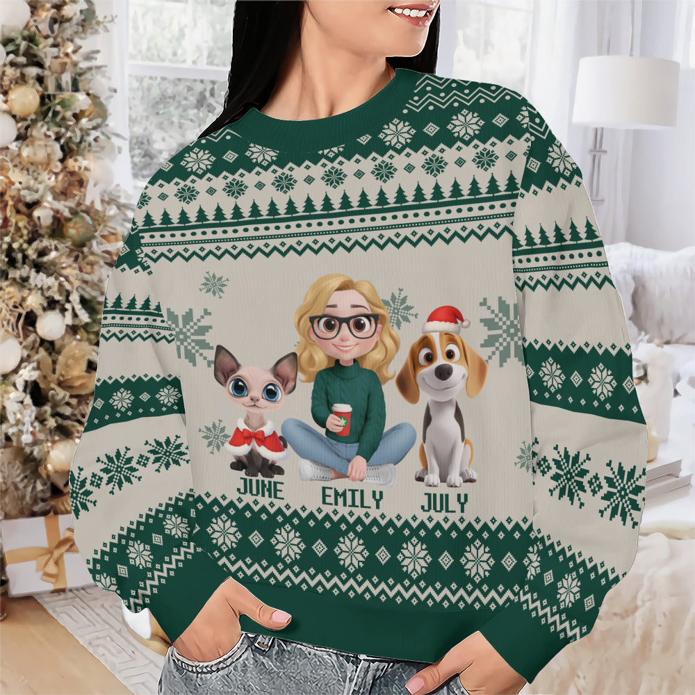 PSTS14 Fur Mom Xmas 3D Cartoon Cute - Personalized Custom Sweater