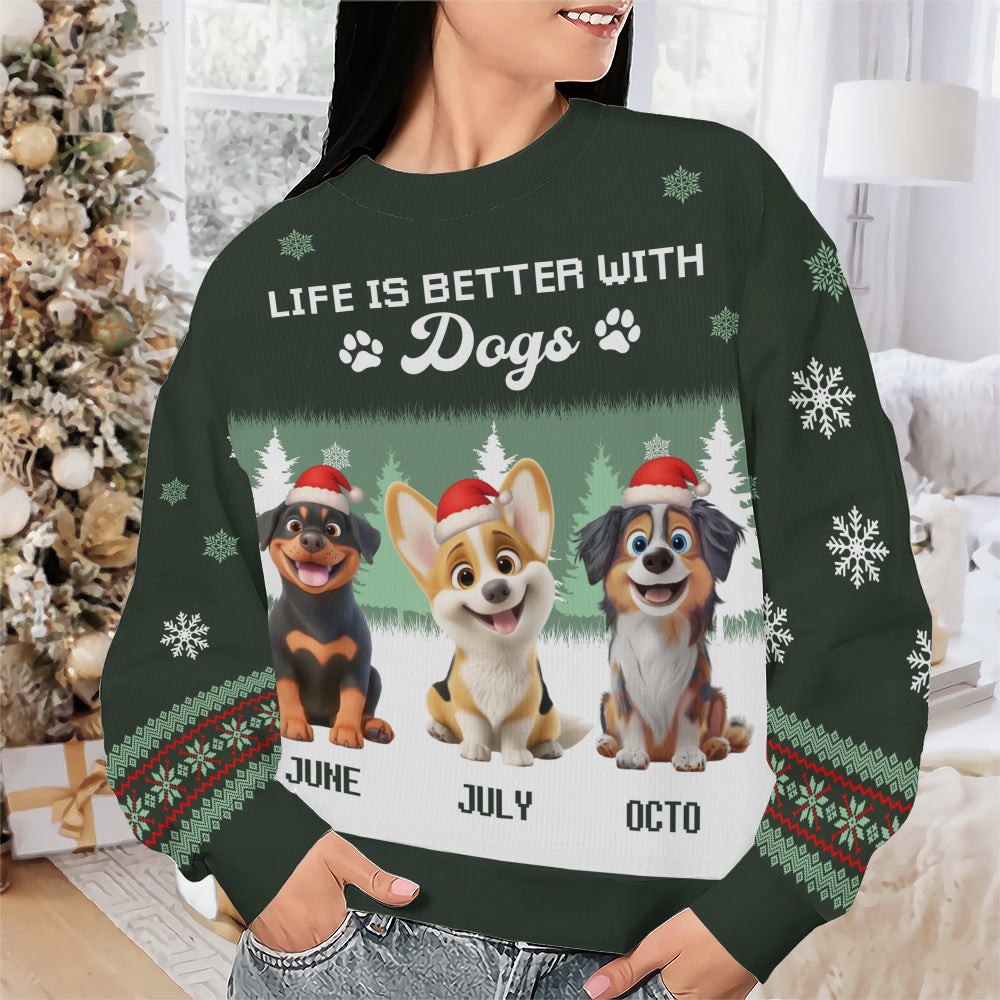PSTS48 Life Is Better With A Dog Xmas - Personalized Custom Sweater