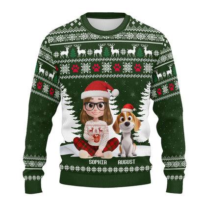 PSTS32 Dog Mom Christmas Pattern - Personalized Custom Sweater
