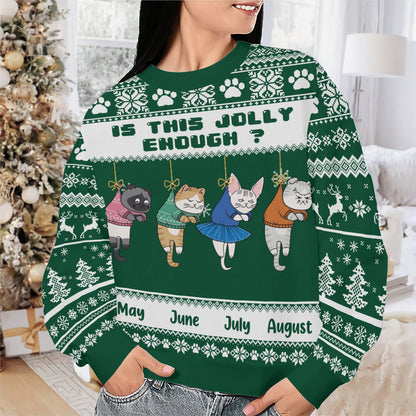PSTS43 Is This Jolly Enough Grumpy Cat Xmas - Personalized Custom Sweater