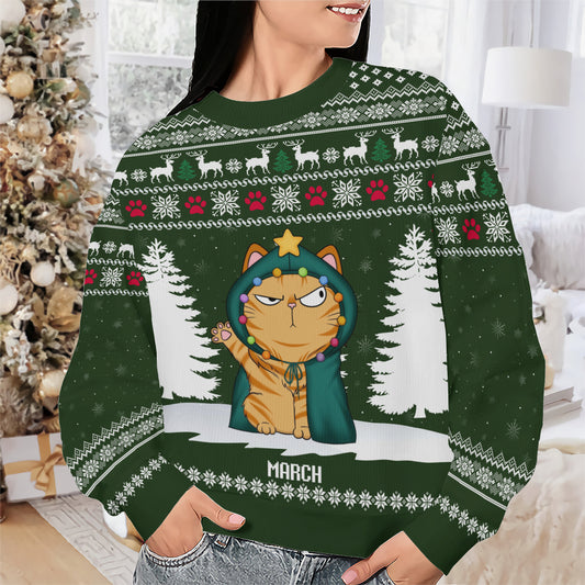 PSTS38 Cat Lover Funny Christmas Pattern - Personalized Custom Sweater
