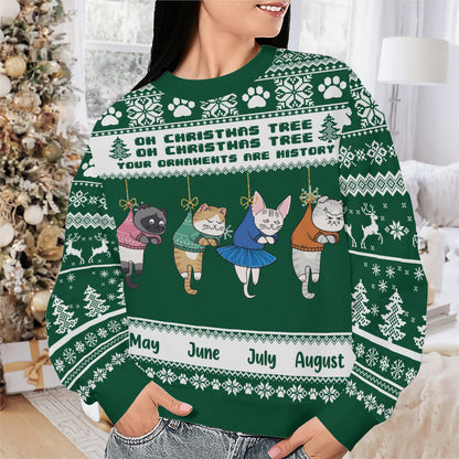 PSTS44 Oh Christmas Tree Your Ornaments Are History Grumpy Cat - Personalized Custom Sweater