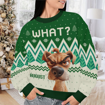 PSTS56 What Funny Grumpy Dog Xmas - Personalized Custom Sweater