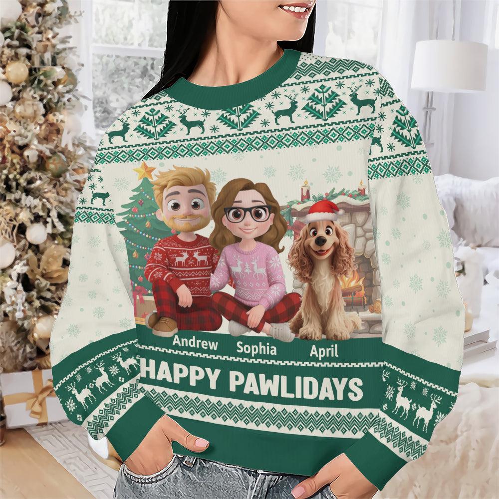 PSTS28 Fur Parents Happy Pawlidays Christmas - Personalized Custom Sweater
