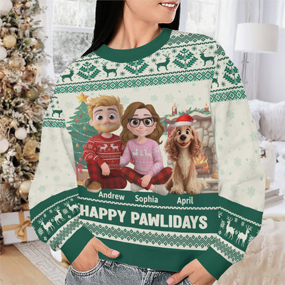 PSTS28 Fur Parents Happy Pawlidays Christmas - Personalized Custom Sweater