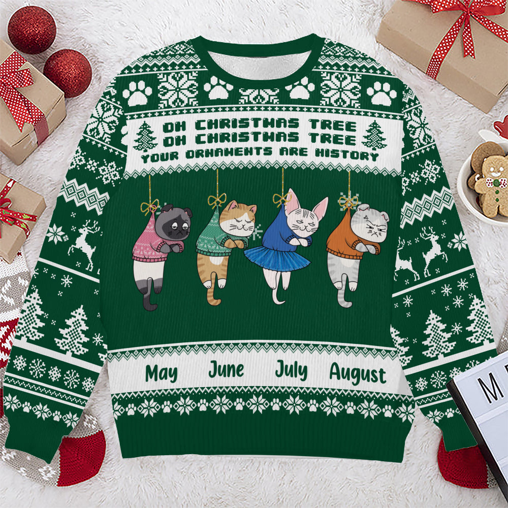 PSTS44 Oh Christmas Tree Your Ornaments Are History Grumpy Cat - Personalized Custom Sweater