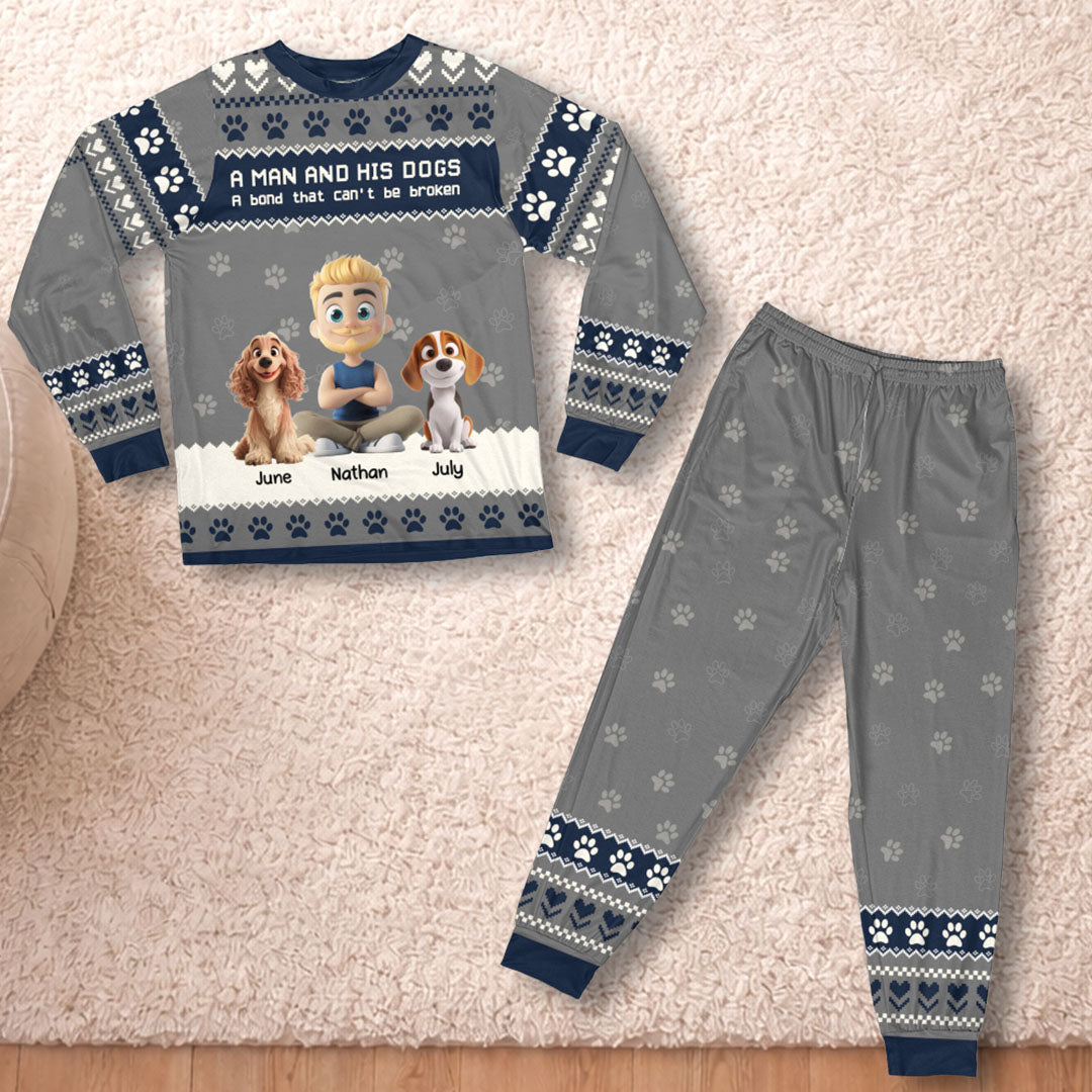 PSTPA07 A Man And His Dog A Bond That Can't Be Broken - Personalized Custom Pajama Set