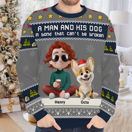 PSTS03 A Man And His Dog Xmas - Personalized Custom Sweater