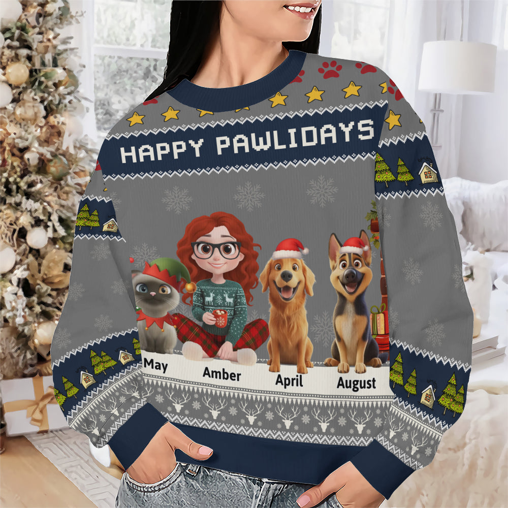 PSTS01 Fur Mom Happy Pawlidays - Personalized Custom Sweater