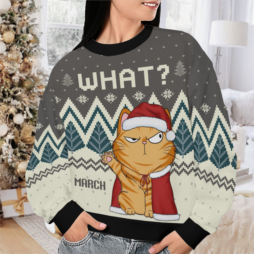 PSTS54 What Funny Grumpy Cat Xmas - Personalized Custom Sweater