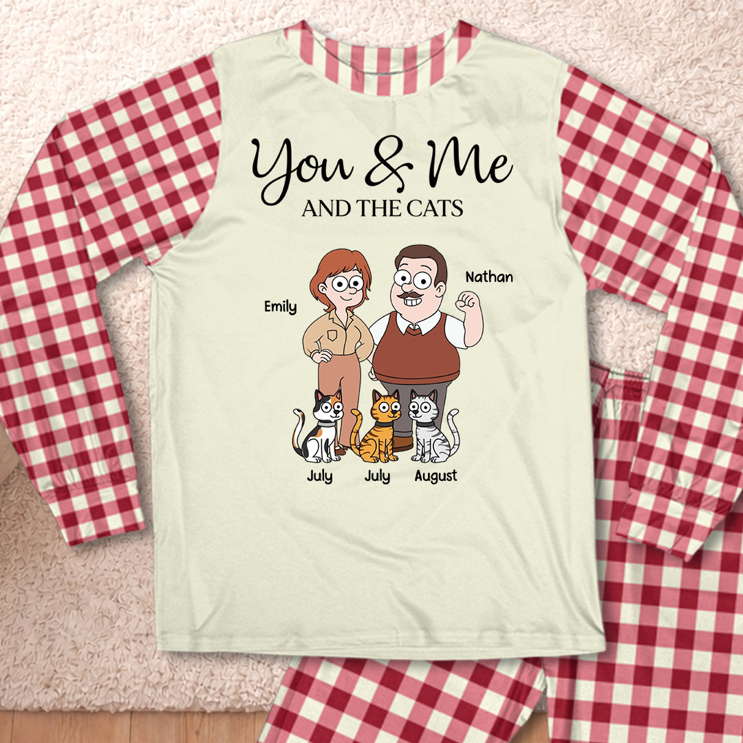 PSTPA11 You Me And The Cat - Personalized Custom Pajama Set