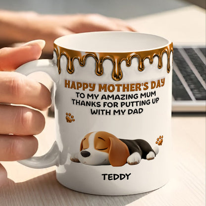 UPST10 Happy Mother's Day To My Amazing Dog Mom - Personalized White Mug Accent Mug