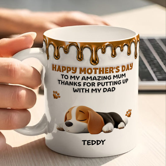 UPST10 Happy Mother's Day To My Amazing Dog Mom - Personalized White Mug Accent Mug