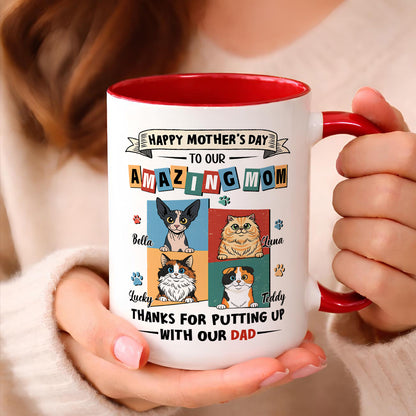 UPST11 Happy Mother's Day Amazing Cat Mom Retro Style - Personalized White Mug Accent Mug
