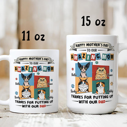 UPST11 Happy Mother's Day Amazing Cat Mom Retro Style - Personalized White Mug Accent Mug