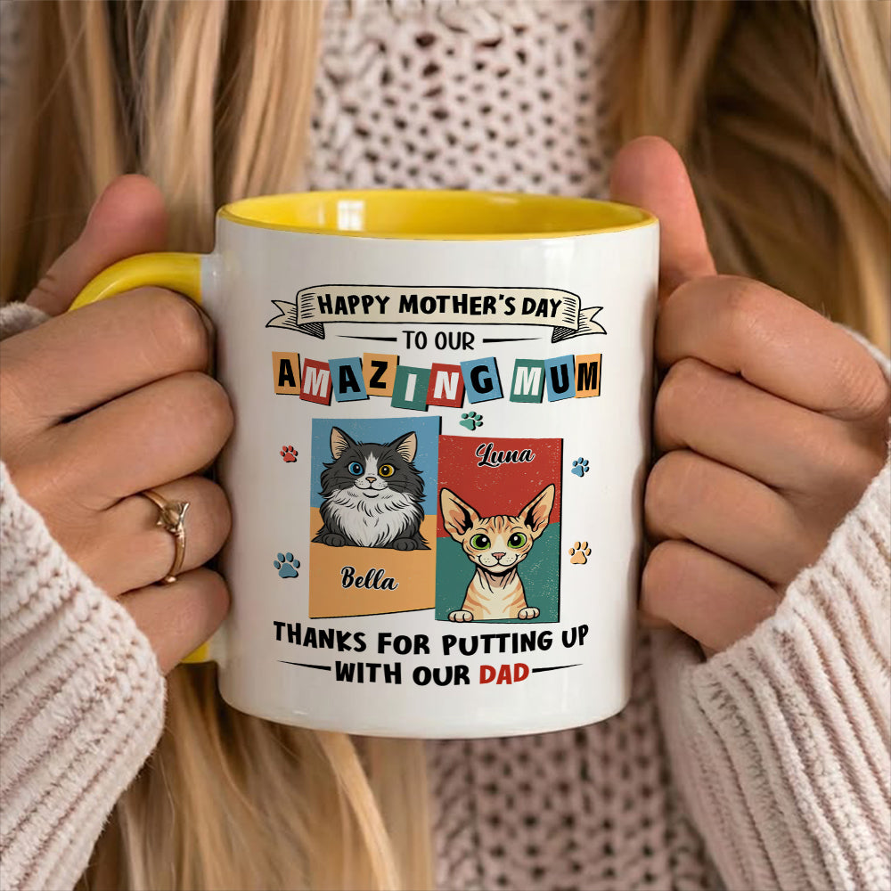 UPST11 Happy Mother's Day Amazing Cat Mom Retro Style - Personalized White Mug Accent Mug