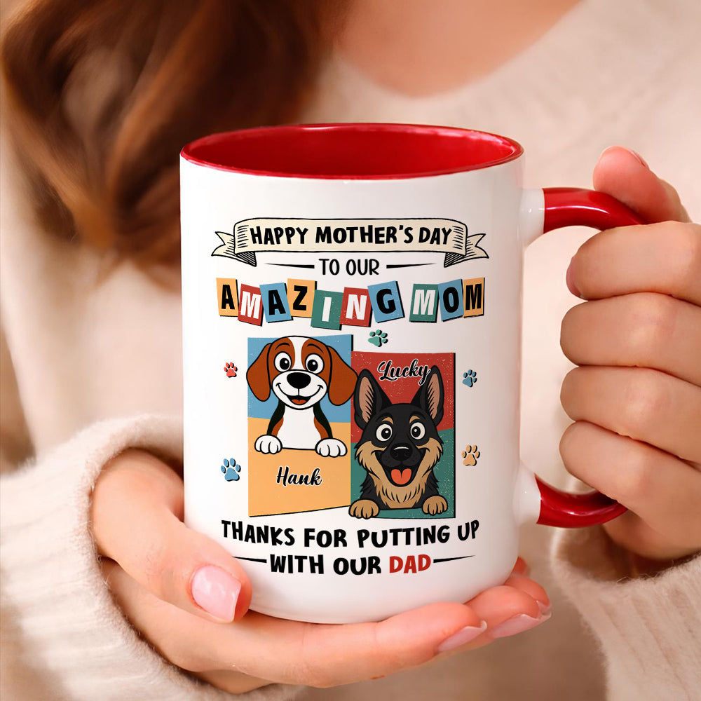 UPST11 Happy Mother's Day Amazing Dog Mom Retro Style - Personalized White Mug Accent Mug