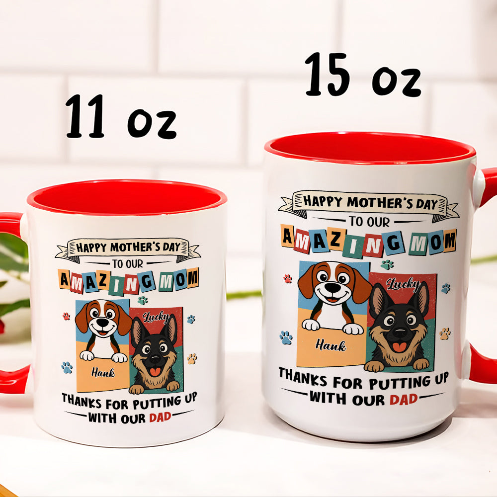UPST11 Happy Mother's Day Amazing Dog Mom Retro Style - Personalized White Mug Accent Mug