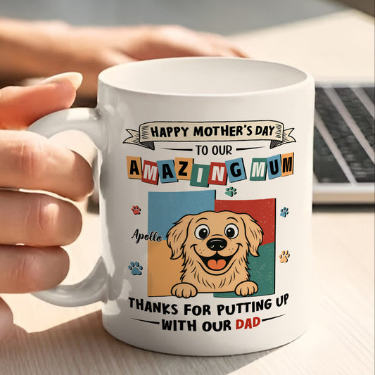 UPST11 Happy Mother's Day Amazing Dog Mom Retro Style - Personalized White Mug Accent Mug